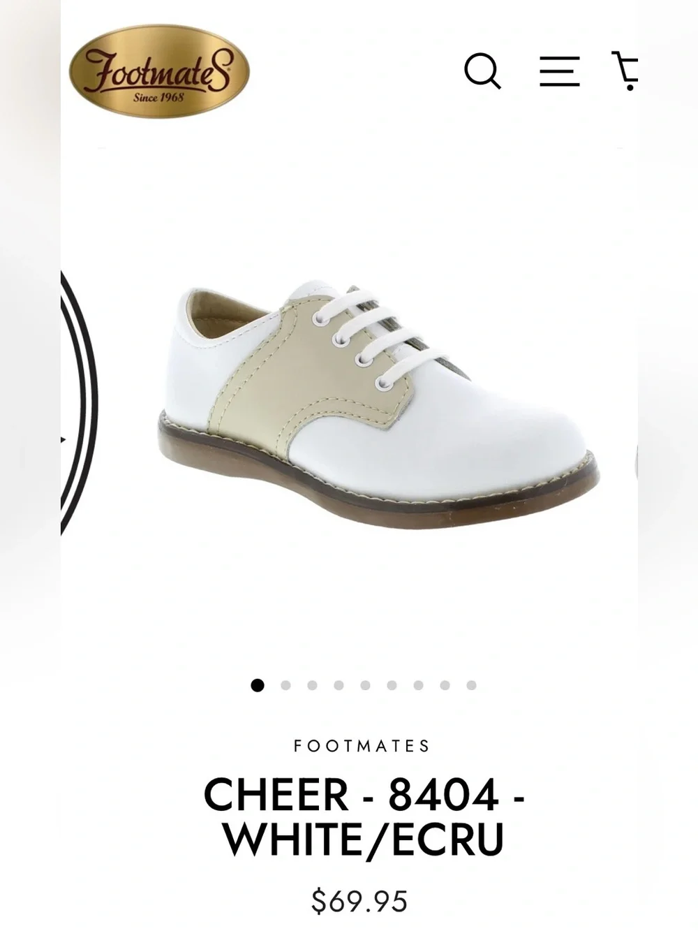 FootMates White and Ecru Kids Lace-Up Dress Shoe